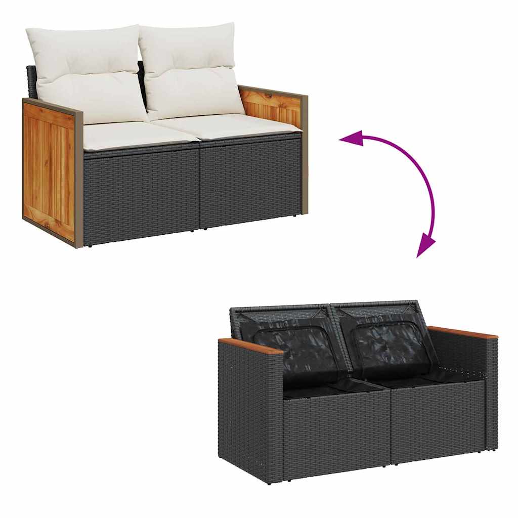 Garten-Sofa-Set 13 pcs Schwarz und Creme 80 x 80 x 71 cm